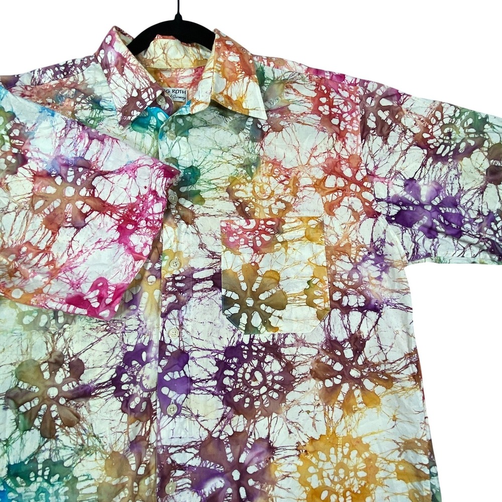 Georg Roth Shirt Mens Large Paint Splatter All Over Print Abstract Short‎ Sleeve